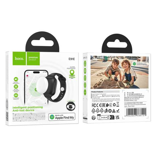 Hoco Locator narukvica kompatibilna s Apple Find My – Crna