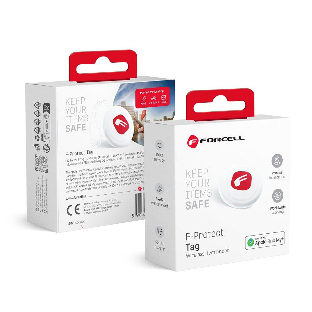 Forcell Tag Tracker – kompatibilan sa Apple Find My bijeli